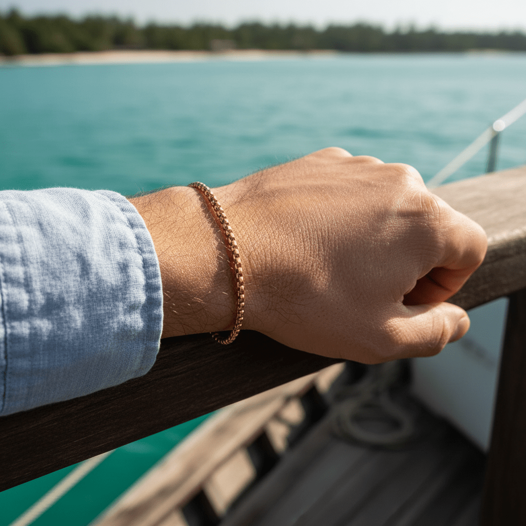 Złota męska bransoletka - Pearlippines Biżuteria